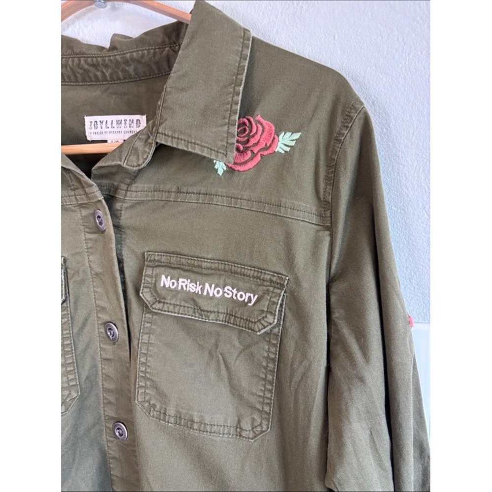 Idyllwind Western Boho Military Shirt Jacket Patches Embroidery Pockets - Picture 4 of 14